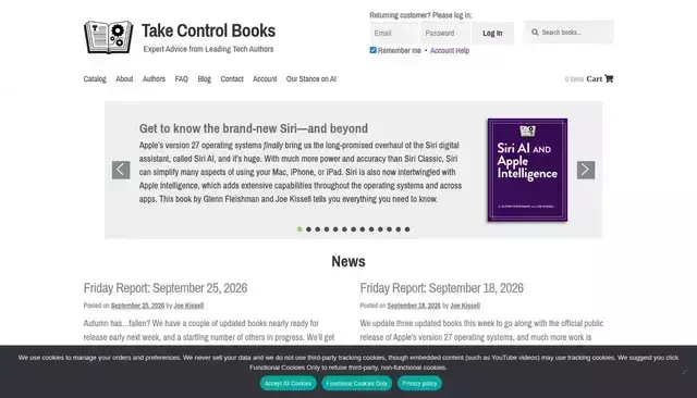 takecontrolbooks.com homepage screenshot