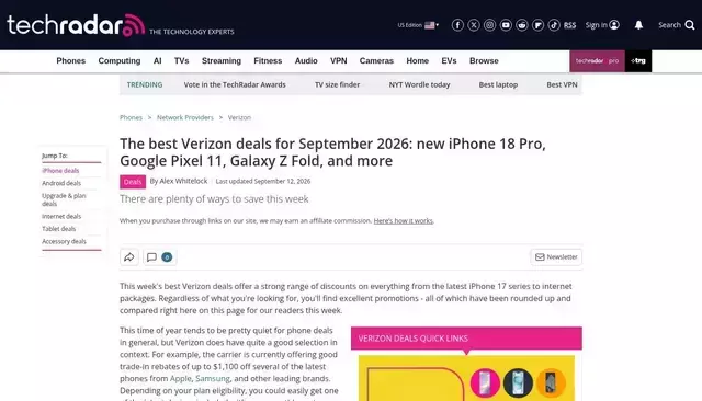techradar.com homepage screenshot