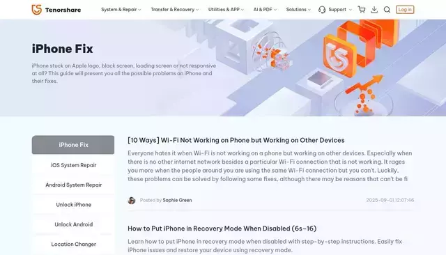 tenorshare.com homepage screenshot