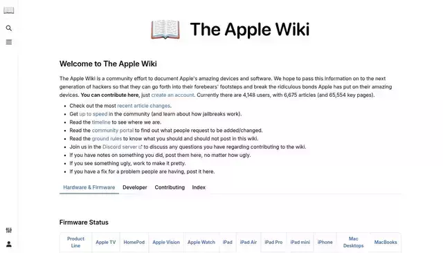 theapplewiki.com homepage screenshot
