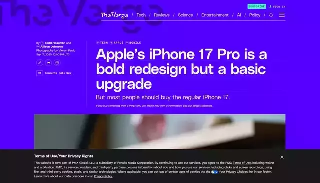 theverge.com homepage screenshot