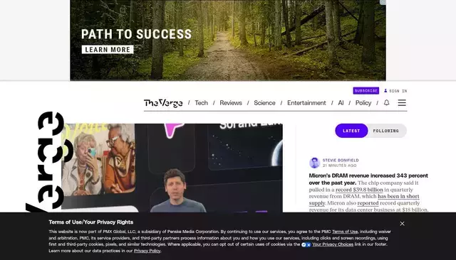 theverge.com homepage screenshot