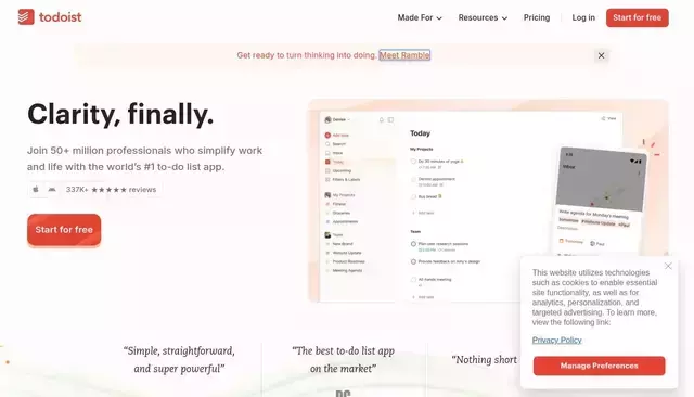 todoist.com homepage screenshot