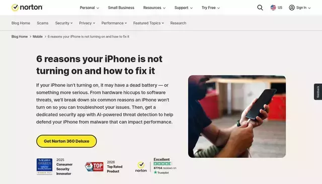us.norton.com homepage screenshot