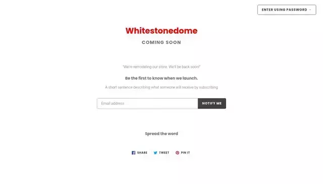 whitestonedome.com homepage screenshot