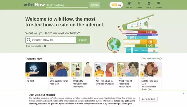 wikihow.com homepage screenshot
