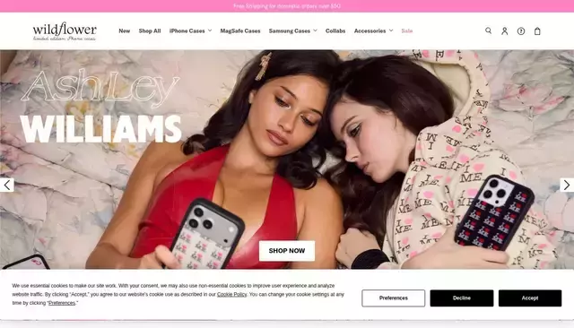 wildflowercases.com homepage screenshot