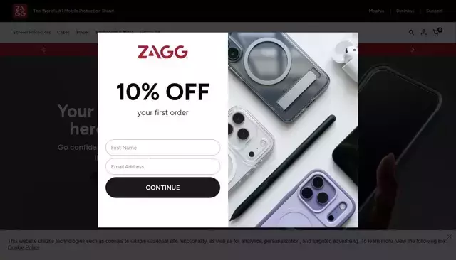 zagg.com homepage screenshot